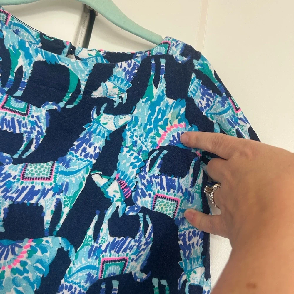 Lilly Pulitzer Girls Dress Alpaca My Bags Kids Size 4/5 Navy Cotton